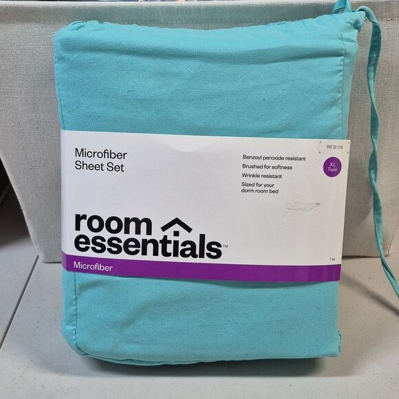 Room Essentials TWIN XL Microfiber Blue Sheet Set - New - Picture 1 of 3
